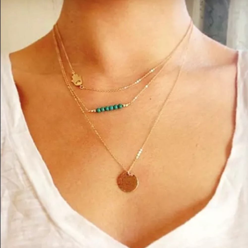 MULTI LAYERED HASMA HAND NECKLACE